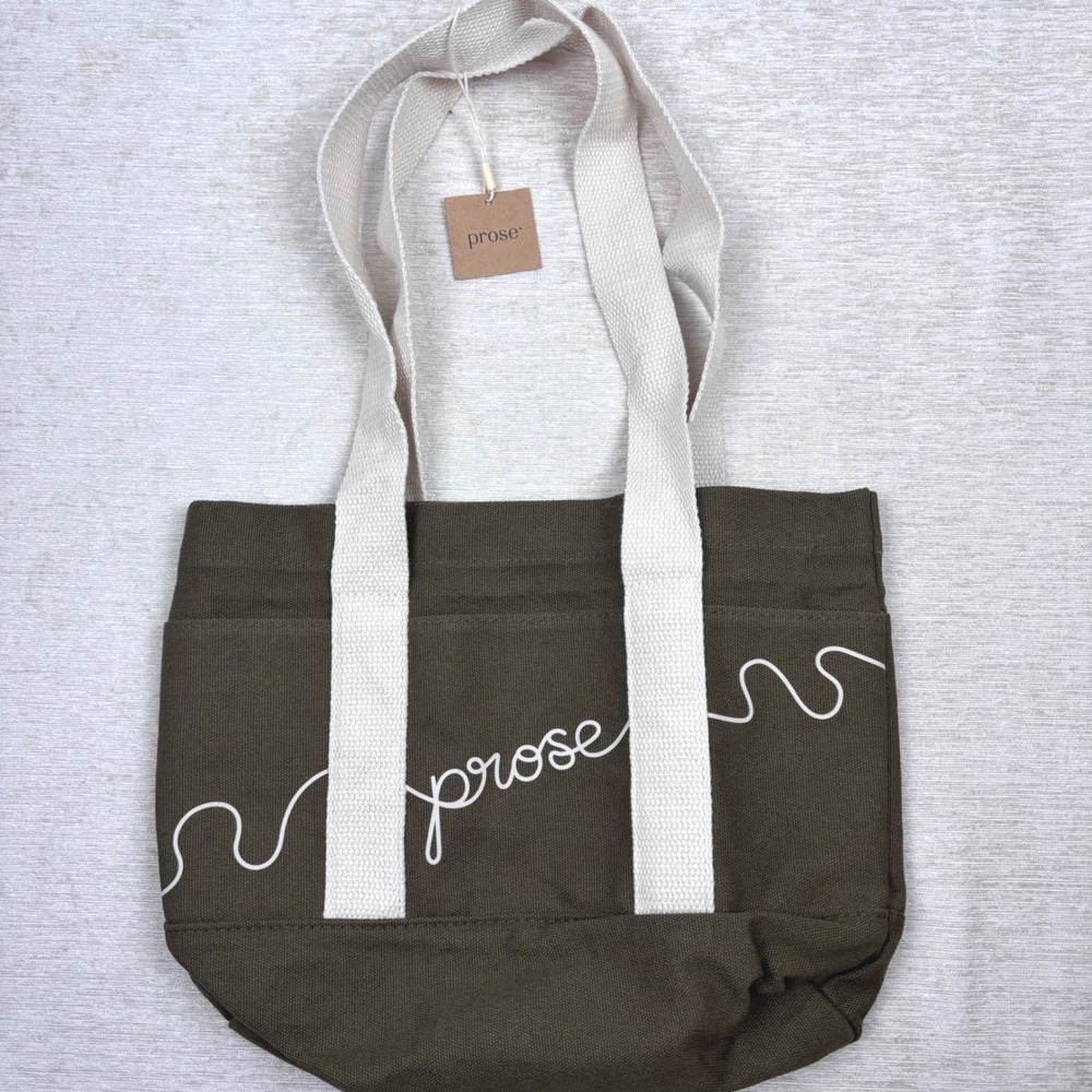 Prose Canvas MINI Tote Green Pockets NWT